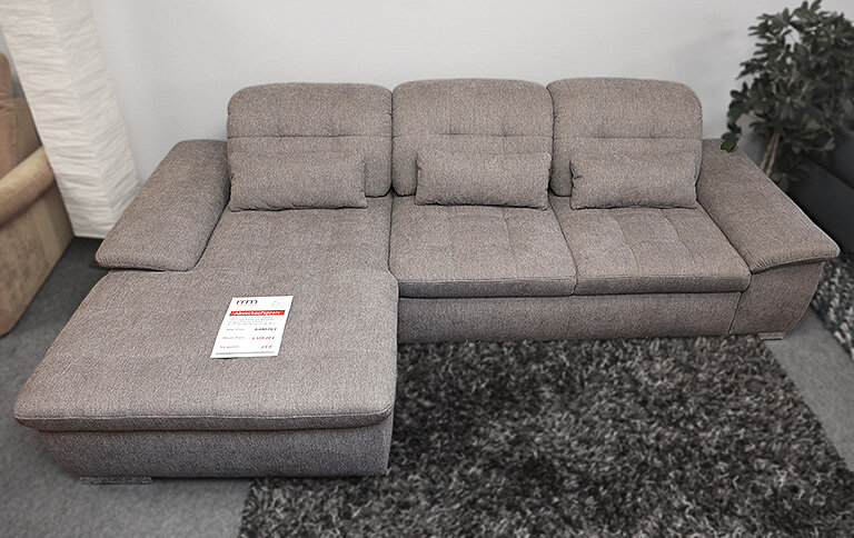 Ecksofa mit KT- & AT-Verstellungen, grau