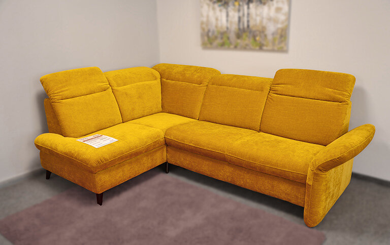 Ecksofa mit Kopfteilverstellung & Bettkasten, mit Schlaffunktion