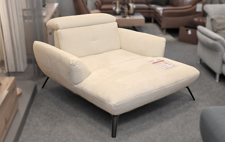 Loveseat mit Kopfteilverstellung, Cord weiß