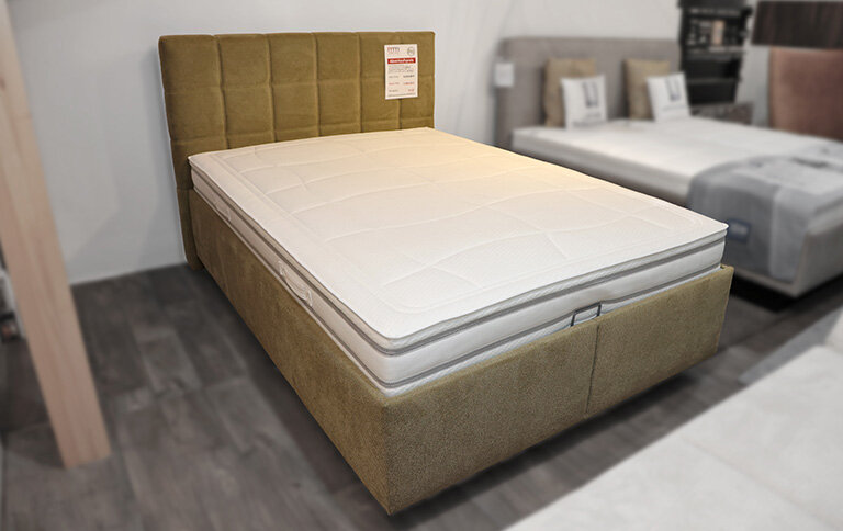 Komforthöhen-Polsterbett mit Motorrahmen, olive