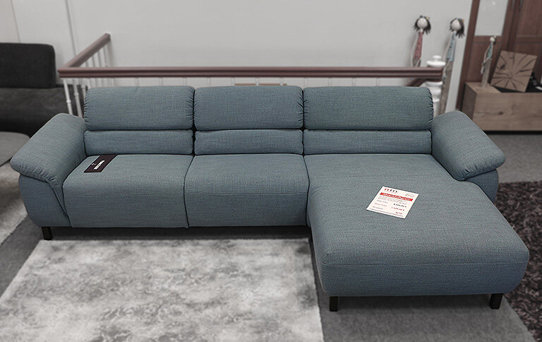 Ecksofa mit motorischer Relaxfunktion, petrol