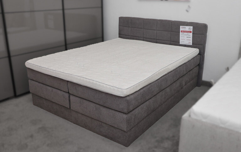 Boxspringbett mit Bettkasten, grau